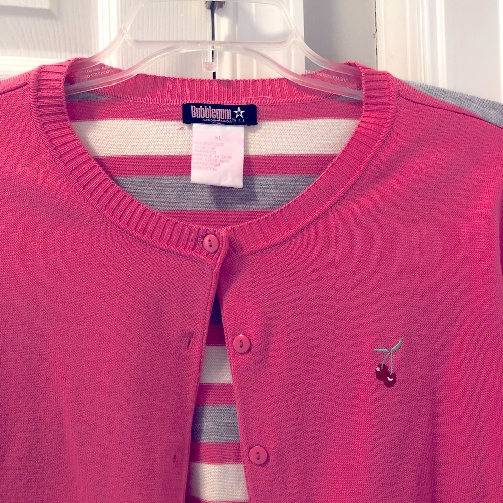 Junior sized XL cropped cardigan, Bubblegum brand